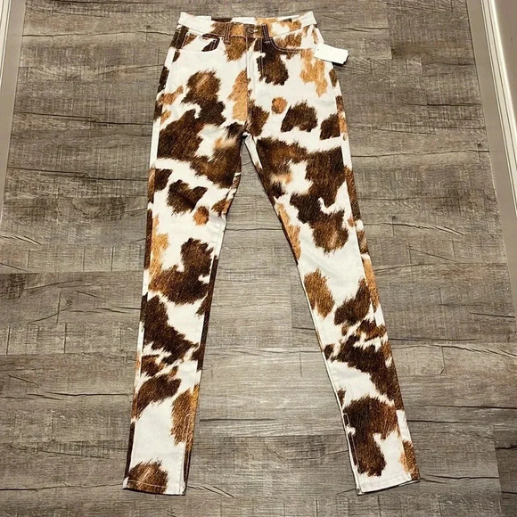 NWT!! WeWoreWhat - Cowhide Stiletto Slit Denim Jean - Size 26 - Picture 4 of 10